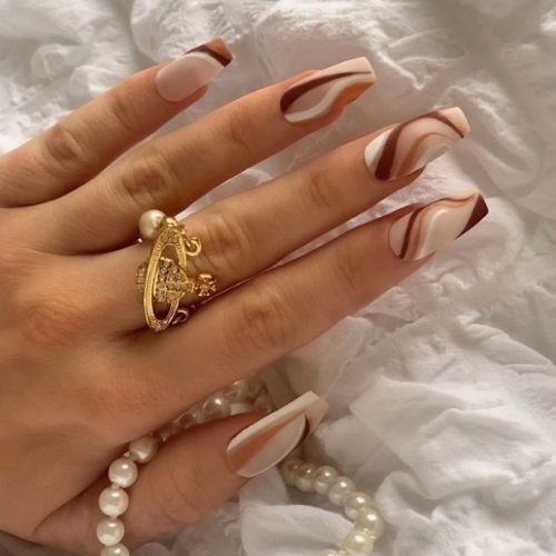 Trendy Marble Cute Fall Nails