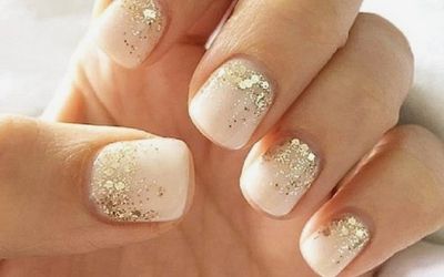 White to gold gradient nails