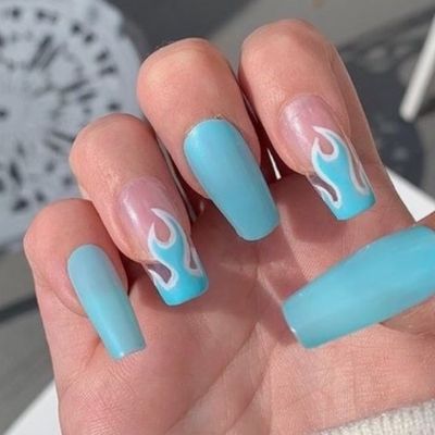 Blue Flame Nails