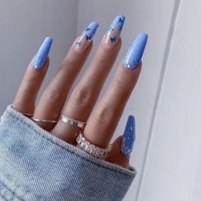 Butterfly Blue Nails