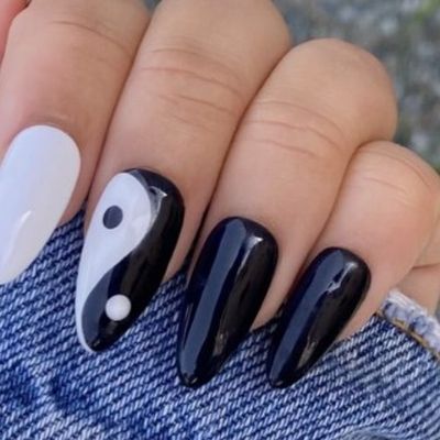 White And Black Nail Design