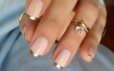 Gold French Nail