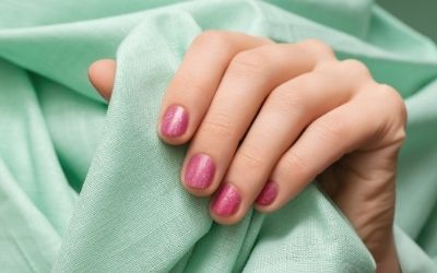 Pink Glitter Nails