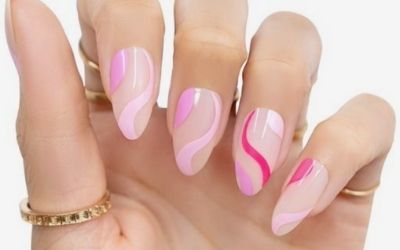 Pink Swirls Nails