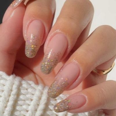 Glitter Almond Nails