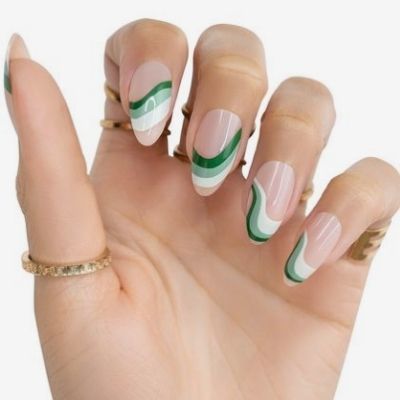 Trendy Graphic Almond Nails