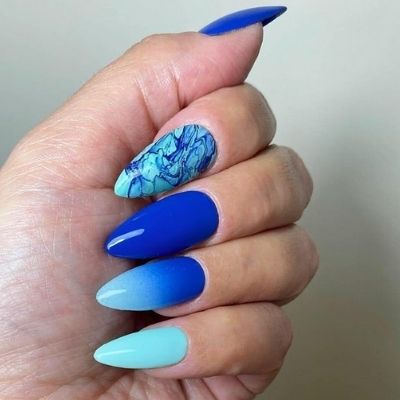 Navy Almond Chic Nails