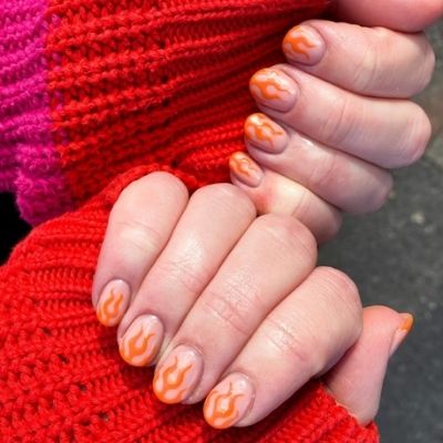 Orange Flame Nails