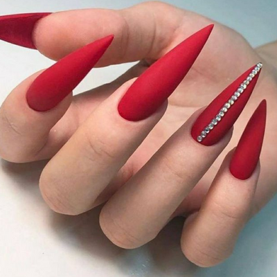 Diamond Red Nails