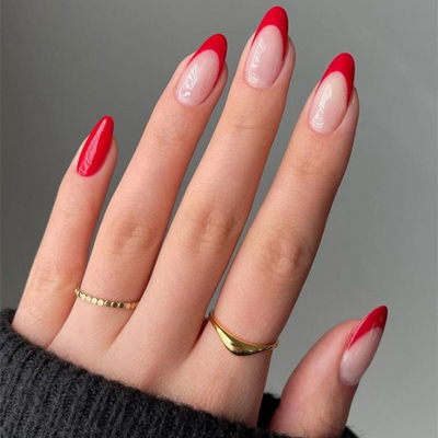 French Manicure With A Red Tip