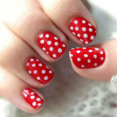 Polka Dot Red Nails