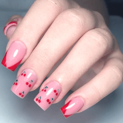 Cherry Acrylic Nails