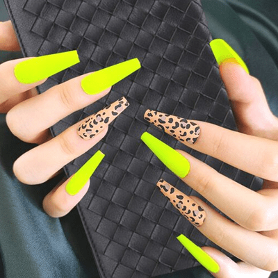 Colorful Cheetah Almond Nails