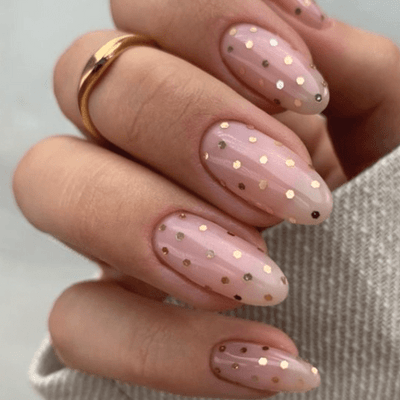Dotted With Gold Nail Design
