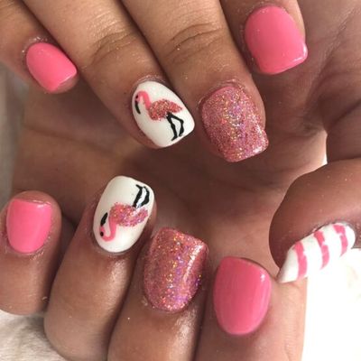 Flamingo Print Nails