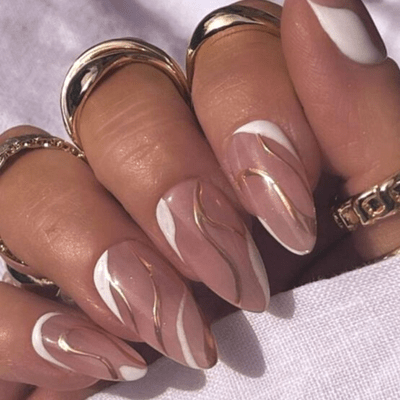 Gold Waves Solid Nails