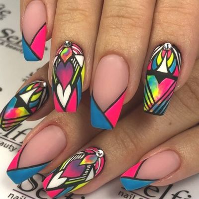 Intricate Designs On Long Nails