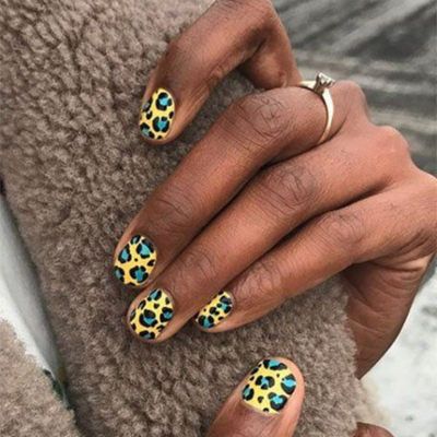 Leopard Print Yellow Nails
