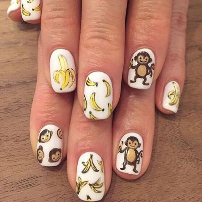 Monkey And Banana Print Nails