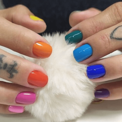 Multi-colored Short Nails