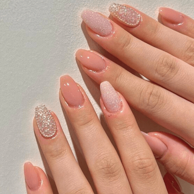 Nude Nails With Textured Accent