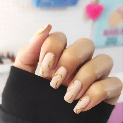 Rose Gold Squiggles Nails