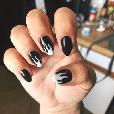 Trendy White And Black Flames