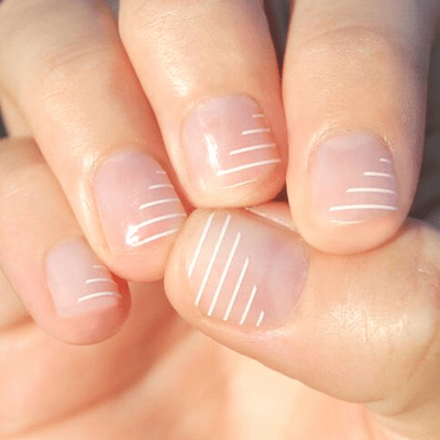 White Stripes Clear Nails