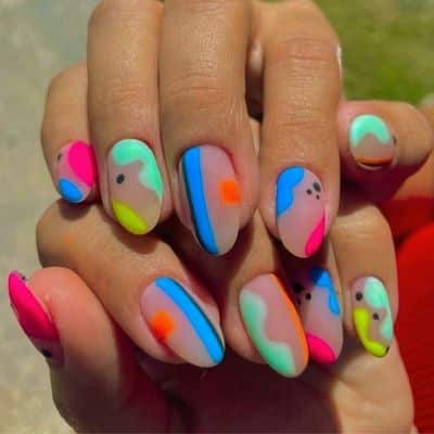 Bright Abstract Nails