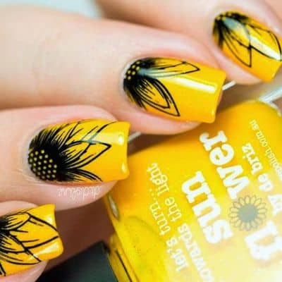 Classic Sunflower Coffin Nails
