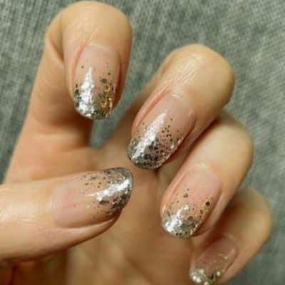 Clear Glitter Gradient Nails