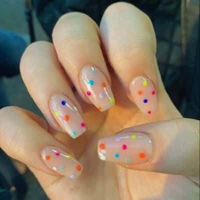 Clear Nails With Polka Dots