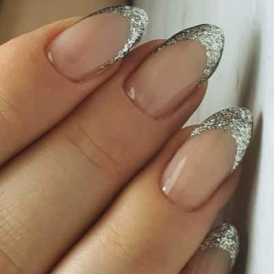 Glitter French Tip Clear Nails
