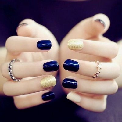 Navy Blue-Gold Accents
