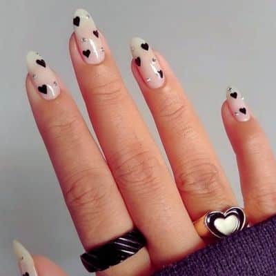 Sparkles And Heart Nails