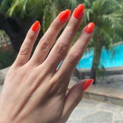 orange oval nail design