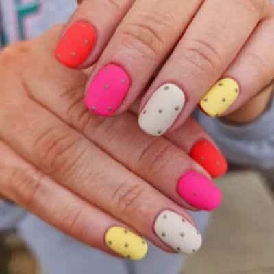 Rainbow Polka Dot Nails