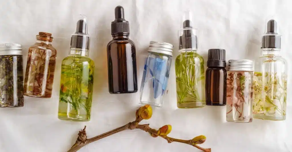 essential oils in bottle containers
